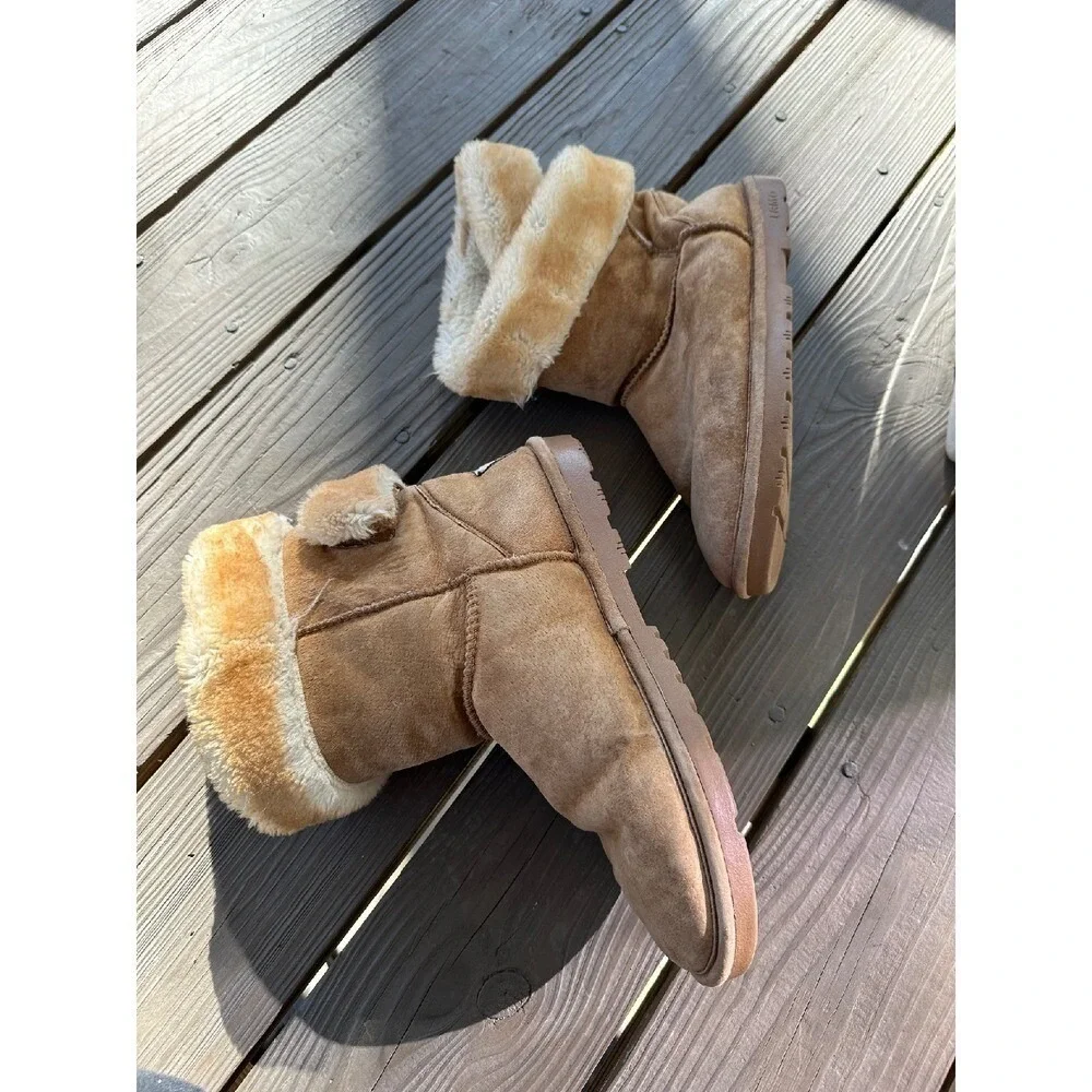 Lamo Suede Boots Tan Suede‎ Leather Faux Fur Woman's 11